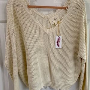 NWT Jessica Simpson fringe sweater Large
